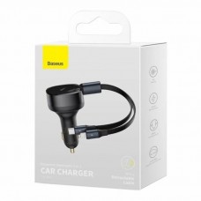 Автомобильное зарядное устройство Baseus Enjoyment Retractable 2-in-1 Car Charger C+L 30W Black