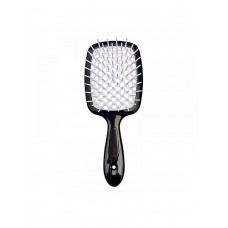  Janeke Продувная широкая расческа для укладки волос и сушки феном Superbrush Plus Hollow Comb (черная с белыми зубчиками)