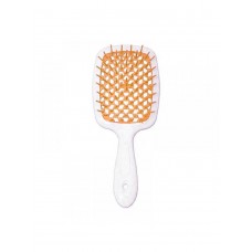  Janeke Продувная широкая расческа для укладки волос и сушки феном Superbrush Plus Hollow Comb (белая с оранжевыми зубчиками)