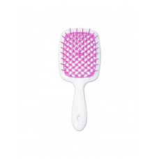  Janeke Продувная широкая расческа для укладки волос и сушки феном Superbrush Plus Hollow Comb (белая с розовыми зубчиками)