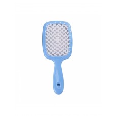  Продувная широкая расческа Janeke для укладки волос и сушки феном Superbrush Plus Hollow Comb(Голубая с белыми зубчиками)