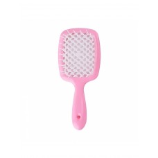  Продувная широкая расческа Janeke для укладки волос и сушки феном Superbrush Plus Hollow Comb(Розовая с белыми зубчиками)