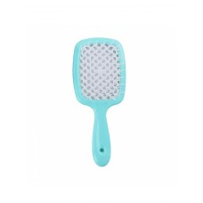  Продувная широкая расческа Janeke для укладки волос и сушки феном Superbrush Plus Hollow Comb(Бирюзовая с белыми зубчиками)