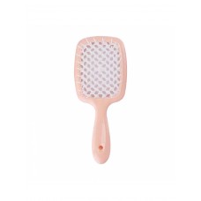  Продувная широкая расческа Janeke для укладки волос и сушки феном Superbrush Plus Hollow Comb(Бежевая с белыми зубчиками)